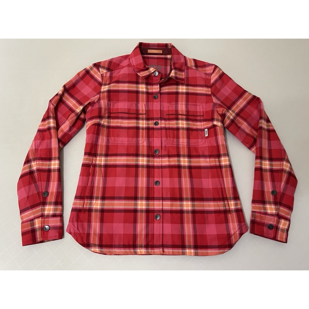 Stio Womens Vast Insulated Shirt Jacket Red Pink Plaid S 100039 Thermore